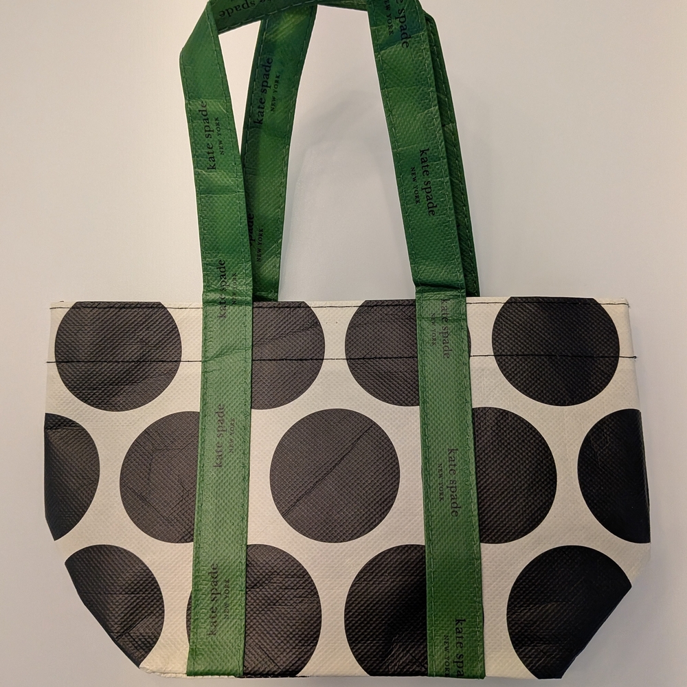 Kate Spade Black and White Polka Dot Mini Recycled Plastic Tote Bag Materials